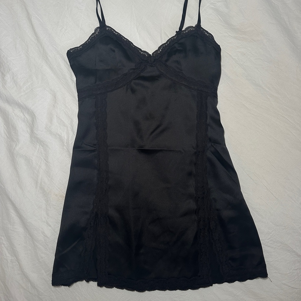 Black Silk Lace Mini Dress
